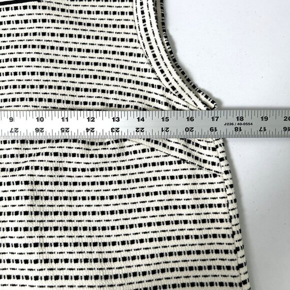 LOFT Shift Dress Size S Ivory Black Sleeveless Tweed Button Detail Pockets - Picture 11 of 14